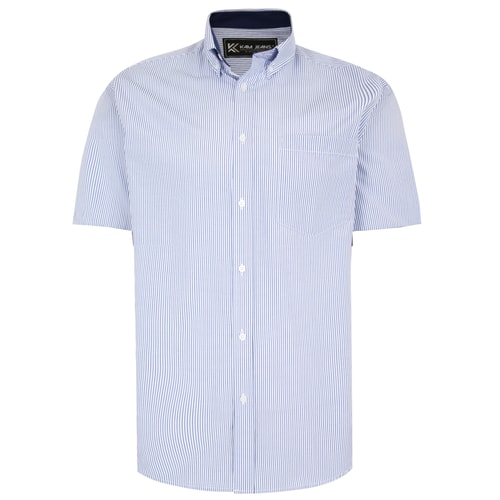 KAM Casual Short Sleeve Stripe Shirt Navy